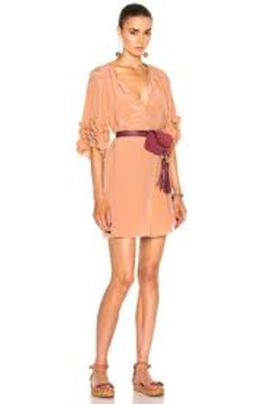 SEE by CHLOE Luxe Silk Mini Dress Dusty Nude 36 Small S LUXURY FEMININE Pockets